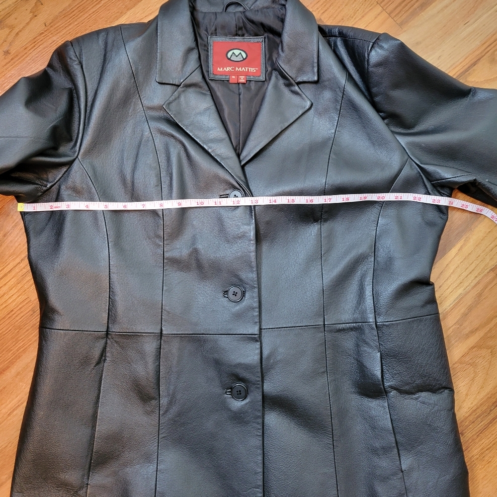 Marc Mattis Black Leather Jacket Size XL Coat - Picture 11 of 15